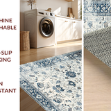 Ultra Soft Area Rug, Non Slip, Stain Resistant, Washable Area Rugs for Living Room, Bedroom, Vibrant Retro Floral Fusion(White)