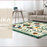 Ultra Soft Area Rug, Non Slip, Stain Resistant, Washable Area Rugs for Living Room, Bedroom, Vintage Green Botanical Living Room Non Slip Rug(Green)