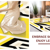 Ultra Soft Area Rug, Non Slip, Stain Resistant, Washable Area Rugs for Living Room, Bedroom, Sophisticated Cream and Black Contrast(Yellow)