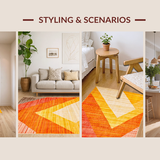 Ultra Soft Area Rug, Non Slip, Stain Resistant, Washable Area Rugs for Living Room, Bedroom, Rustic Textured Sunset Hue Pattern(Yellow)