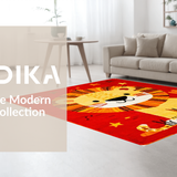 Ultra Soft Area Rug, Non Slip, Stain Resistant, Washable Area Rugs for Living Room, Bedroom, Whimsical Alphabetic Animal Motif(Red)