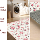 Ultra Soft Area Rug, Non Slip, Stain Resistant, Washable Area Rugs for Living Room, Bedroom, Playful Soft Circular Blossom Design(Beige)