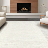 Ultra Soft Area Rug, Non Slip, Stain Resistant, Washable Area Rugs for Living Room, Bedroom, Cozy Textured Round Design(White)