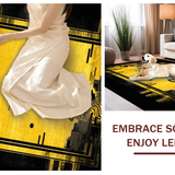 Ultra Soft Area Rug, Non Slip, Stain Resistant, Washable Area Rugs for Living Room, Bedroom, Whimsical Yellow Ethnic Style(Gold)