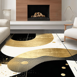 Ultra Soft Area Rug, Non Slip, Stain Resistant, Washable Area Rugs for Living Room, Bedroom, Contemporary Luxe Abstract Geometry(Gold)