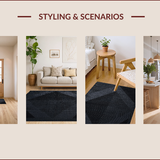 Ultra Soft Area Rug, Non Slip, Stain Resistant, Washable Area Rugs for Living Room, Bedroom, Chic Black Geometric Kids Playroom Car Rug(Black)