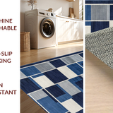 Ultra Soft Area Rug, Non Slip, Stain Resistant, Washable Area Rugs for Living Room, Bedroom, Chic Blue Geometric Design(Blue)
