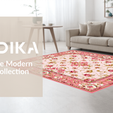 Ultra Soft Area Rug, Non Slip, Stain Resistant, Washable Area Rugs for Living Room, Bedroom, Cozy Blue Rose Vintage Theme(Pink)