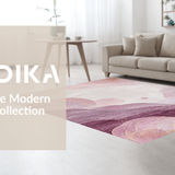 Ultra Soft Area Rug, Non Slip, Stain Resistant, Washable Area Rugs for Living Room, Bedroom, Dusty Rose Kawaii Plush Rug with Soft Mauve Swirls and Cozy Pink Tones(Purple)