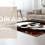 Ultra Soft Area Rug, Non Slip, Stain Resistant, Washable Area Rugs for Living Room, Bedroom, Eerie Smiling Ghost Graphic Design(White)
