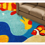 Ultra Soft Area Rug, Non Slip, Stain Resistant, Washable Area Rugs for Living Room, Bedroom, Sea Animals Kids Playroom(Blue)
