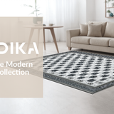Ultra Soft Area Rug, Non Slip, Stain Resistant, Washable Area Rugs for Living Room, Bedroom, Stylish Abstract Linear Design(Black)
