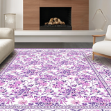 Ultra Soft Area Rug, Non Slip, Stain Resistant, Washable Area Rugs for Living Room, Bedroom, Contemporary Fluffy Botanical Theme(Purple)