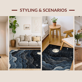 Ultra Soft Area Rug, Non Slip, Stain Resistant, Washable Area Rugs for Living Room, Bedroom, Witchy Cosmos Rug with Lunar Cycle Rings and Boho Star Map Accents(Blue)