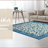 Ultra Soft Area Rug, Non Slip, Stain Resistant, Washable Area Rugs for Living Room, Bedroom, Chic Rustic Botanical Design(Blue)
