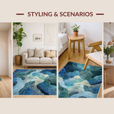 Ultra Soft Area Rug, Non Slip, Stain Resistant, Washable Area Rugs for Living Room, Bedroom, Nautical 3D Octopus Adventure Rug Runner Artistic Whale Trap Illusion(Blue)