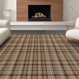 Ultra Soft Area Rug, Non Slip, Stain Resistant, Washable Area Rugs for Living Room, Bedroom, Chic Contemporary Plaid Aesthetic(Brown)