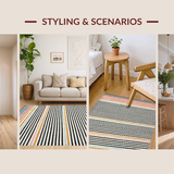 Ultra Soft Area Rug, Non Slip, Stain Resistant, Washable Area Rugs for Living Room, Bedroom, Black and White Striped Machine Washable(Black)