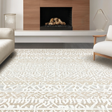 Ultra Soft Area Rug, Non Slip, Stain Resistant, Washable Area Rugs for Living Room, Bedroom, Calming Soft Patterned Decor(Beige)