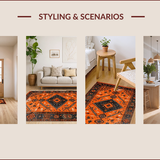 Ultra Soft Area Rug, Non Slip, Stain Resistant, Washable Area Rugs for Living Room, Bedroom, Elegant Earth Tones Design(Orange)