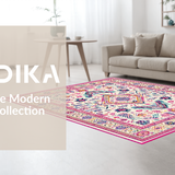 Ultra Soft Area Rug, Non Slip, Stain Resistant, Washable Area Rugs for Living Room, Bedroom, Artistic Pink Medallion Fusion(White)