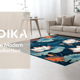 Ultra Soft Area Rug, Non Slip, Stain Resistant, Washable Area Rugs for Living Room, Bedroom, Modern Tropical Abstract Design(Blue)