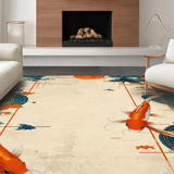 Ultra Soft Area Rug, Non Slip, Stain Resistant, Washable Area Rugs for Living Room, Bedroom, Dynamic Colorful Aquatic Theme(Orange)