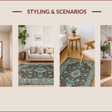 Ultra Soft Area Rug, Non Slip, Stain Resistant, Washable Area Rugs for Living Room, Bedroom, Eclectic Earthy Floral Motif(Brown)