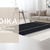 Ultra Soft Area Rug, Non Slip, Stain Resistant, Washable Area Rugs for Living Room, Bedroom, Classic Dual-Tone Linear Pattern Indoor Outdoor Washable Floor Covering(Black)