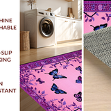 Ultra Soft Area Rug, Non Slip, Stain Resistant, Washable Area Rugs for Living Room, Bedroom, Joyful Whimsical Floral Touch(Pink)