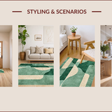 Ultra Soft Area Rug, Non Slip, Stain Resistant, Washable Area Rugs for Living Room, Bedroom, Modern Abstract Non-Slip Meditation Rug(Green)