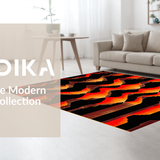 Ultra Soft Area Rug, Non Slip, Stain Resistant, Washable Area Rugs for Living Room, Bedroom, Sizzling Vibrant Lava Inspired Geometry(Red)