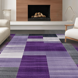 Ultra Soft Area Rug, Non Slip, Stain Resistant, Washable Area Rugs for Living Room, Bedroom, Stylish Monochrome Abstract Elements(Purple)