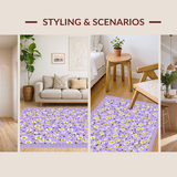 Ultra Soft Area Rug, Non Slip, Stain Resistant, Washable Area Rugs for Living Room, Bedroom, Sunny Whimsical Flower Burst(Purple)