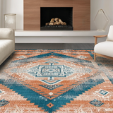Ultra Soft Area Rug, Non Slip, Stain Resistant, Washable Area Rugs for Living Room, Bedroom, Artful Modern Symmetrical Textures(Orange)