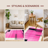 Ultra Soft Area Rug, Non Slip, Stain Resistant, Washable Area Rugs for Living Room, Bedroom, Eye-Catching Pink Black Artistic Blend(Pink)