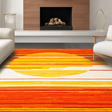 Ultra Soft Area Rug, Non Slip, Stain Resistant, Washable Area Rugs for Living Room, Bedroom, Lively Abstract Sunray Design(Orange)