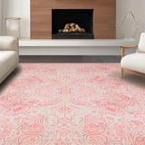 Ultra Soft Area Rug, Non Slip, Stain Resistant, Washable Area Rugs for Living Room, Bedroom, Chic Monochrome Floral Aesthetic(Pink)