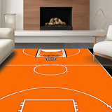 Ultra Soft Area Rug, Non Slip, Stain Resistant, Washable Area Rugs for Living Room, Bedroom, Playful Round Basketball Inspired(Orange)