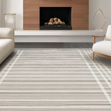 Ultra Soft Area Rug, Non Slip, Stain Resistant, Washable Area Rugs for Living Room, Bedroom, Elegant Earthy Border Design(Beige)