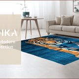 Ultra Soft Area Rug, Non Slip, Stain Resistant, Washable Area Rugs for Living Room, Bedroom, Modern Dark Blue Animal Motif(Orange)