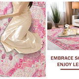 Ultra Soft Area Rug, Non Slip, Stain Resistant, Washable Area Rugs for Living Room, Bedroom, Serene Gentle Pastel Blend(Pink)