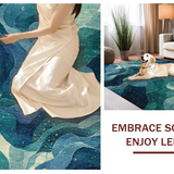 Ultra Soft Area Rug, Non Slip, Stain Resistant, Washable Area Rugs for Living Room, Bedroom, Fouiunler Ocean Trap Runner Rug Nautical Sea Life Artwork with Non-Slip Design(Blue)
