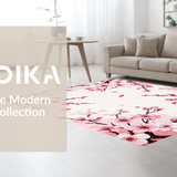 Ultra Soft Area Rug, Non Slip, Stain Resistant, Washable Area Rugs for Living Room, Bedroom, Whimsical Cherry Blossom Composition(Pink)
