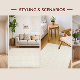 Ultra Soft Area Rug, Non Slip, Stain Resistant, Washable Area Rugs for Living Room, Bedroom, Serene Creamy Geometric Flow(Beige)