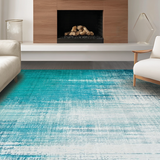 Ultra Soft Area Rug, Non Slip, Stain Resistant, Washable Area Rugs for Living Room, Bedroom, Distressed Blue Circle Rug: Soft, Washable Teal Area Rug(Blue)