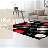 Ultra Soft Area Rug, Non Slip, Stain Resistant, Washable Area Rugs for Living Room, Bedroom, Modern Abstract Music Motif(Red)