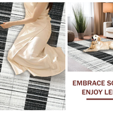 Ultra Soft Area Rug, Non Slip, Stain Resistant, Washable Area Rugs for Living Room, Bedroom, Bold Parallel Lines, Contemporary Stripe Aesthetic(Black)