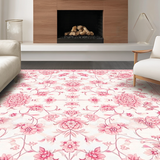 Ultra Soft Area Rug, Non Slip, Stain Resistant, Washable Area Rugs for Living Room, Bedroom, Lively Pink Abstract Floral Harmony(White)