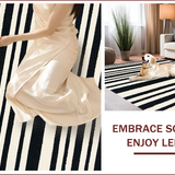 Ultra Soft Area Rug, Non Slip, Stain Resistant, Washable Area Rugs for Living Room, Bedroom, Minimalist Ivory Black Living Room Non-Slip Rug(Black)